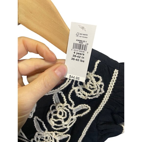 Baby Gap 4T Black Embroidered Sleeveless Dress Lightweight Cotton Blend - Picture 5 of 5